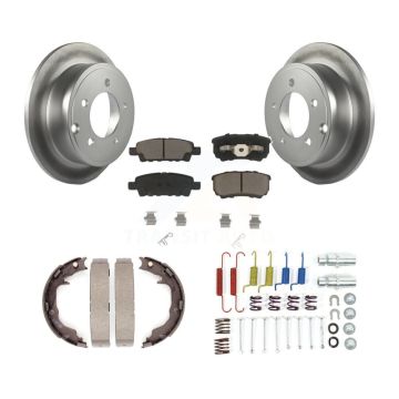 Rear Disc Coated Rotors Ceramic Pads Parking Shoes And Hardware Kit For Mitsubishi Lancer KGC-103450