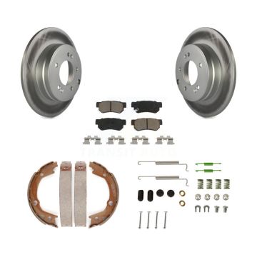 Rear Disc Coated Rotors Ceramic Pads Parking Shoes & Hardware Kit For Hyundai Sonata 3.3L KGC-103462