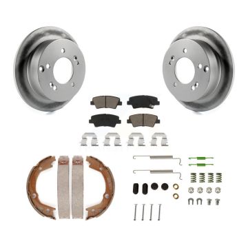 Rear Disc Coated Rotors Ceramic Pads Parking Shoes & Hardware Kit For Hyundai Sonata 2.4L KGC-103464