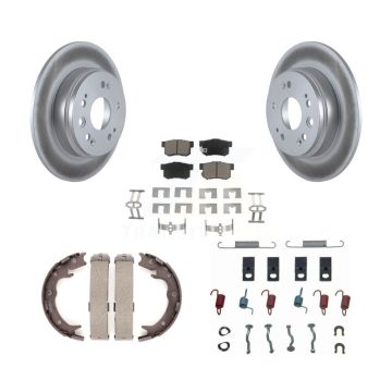 Rear Disc Coated Rotors Ceramic Pads Parking Shoes Hardware Kit For 2002-2004 Honda CR-V KGC-103469