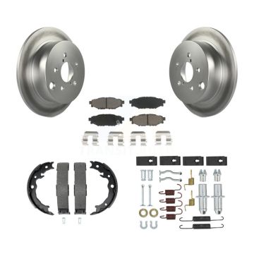 Rear Disc Coated Rotors Ceramic Pads Parking Shoes & Hardware Kit For Subaru Crosstrek XV KGC-103471