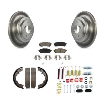 Rear Disc Coated Rotors Ceramic Pads Parking Shoes & Hardware Kit For Subaru Impreza Saab KGC-103476