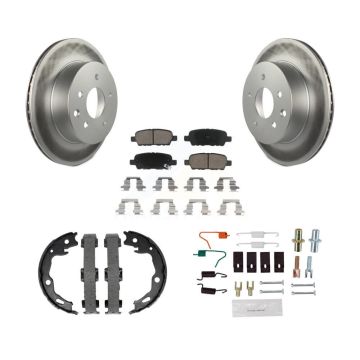Rear Disc Coated Rotors Ceramic Pads Parking Brake Shoes & Hardware Kit For Nissan Rogue KGC-103480