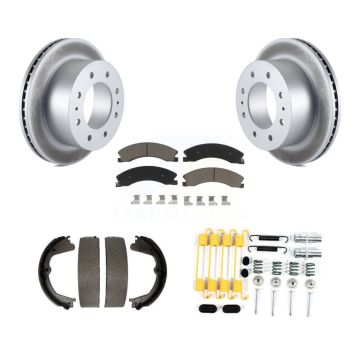 Rear Disc Coated Rotors Ceramic Pads Parking Shoes & Hardware Kit For Chevrolet Silverado KGC-103488
