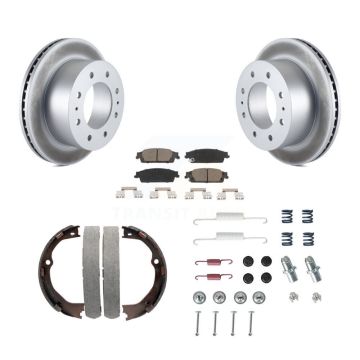 Rear Disc Coated Rotors Ceramic Pads Parking Shoes & Hardware Kit For Chevrolet Suburban KGC-103491