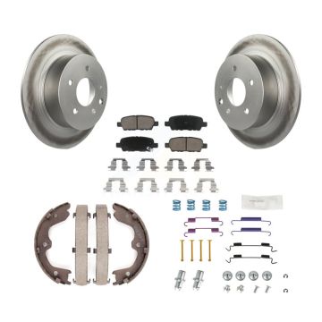 Rear Disc Coated Rotors Ceramic Pads Parking Brake Shoes & Hardware Kit For Nissan Altima KGC-103501