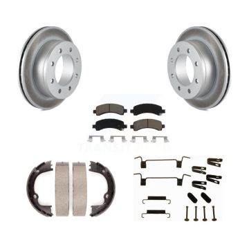 Rear Disc Coated Rotors Ceramic Pads Parking Shoes Hardware Kit For GMC Chevrolet Savana KGC-103509