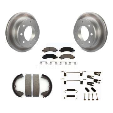 Rear Disc Coated Rotors Ceramic Pads Parking Brake Shoes Hardware Kit For GMC Savana 3500 KGC-103512