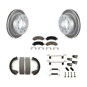 Rear Disc Coated Rotors Ceramic Pads Parking Brake Shoes Hardware Kit For GMC Savana 3500 KGC-103513