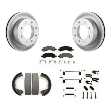 Rear Disc Coated Rotors Ceramic Pads Parking Brake Shoes Hardware Kit For GMC Savana 3500 KGC-103514