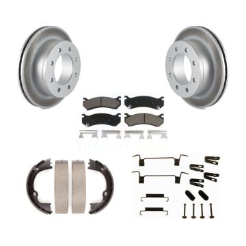 Rear Disc Coated Rotors Ceramic Pads Parking Shoes Hardware Kit For Chevrolet GMC 2500 HD KGC-103515