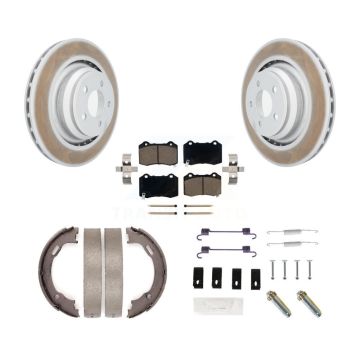 Rear Disc Coated Rotors Ceramic Pads Parking Shoes And Hardware Kit For Dodge Charger 300 KGC-103533