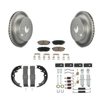 Rear Disc Coated Rotors Ceramic Pads Parking Shoes Hardware Kit For Subaru Forester 2.0L KGC-103543