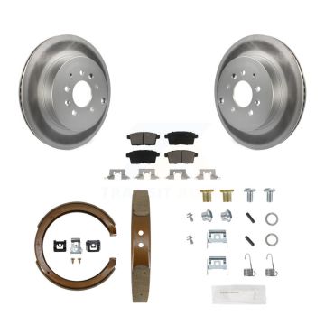 Rear Disc Coated Rotors Ceramic Pads Parking Shoes Hardware Kit For 2007-2012 Mazda CX-9 KGC-103549
