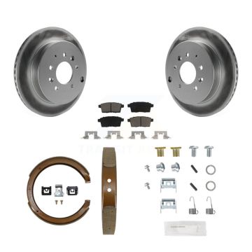 Rear Disc Coated Rotors Ceramic Pads Parking Shoes Hardware Kit For Ford Edge Mazda CX-7 KGC-103550