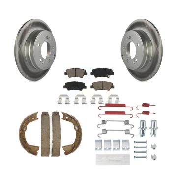 Rear Disc Coated Rotors Ceramic Pads Parking Shoes & Hardware Kit For Hyundai Sonata Kia KGC-103551