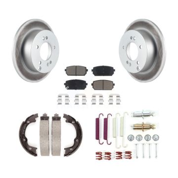 Rear Disc Coated Rotors Ceramic Pads Parking Shoes & Hardware Kit For 2007-2010 Kia Rondo KGC-103554