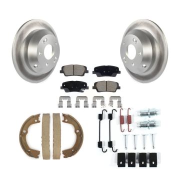 Rear Disc Coated Rotors Ceramic Pads Parking Shoes Hardware Kit For Hyundai Santa Fe Kia KGC-103560