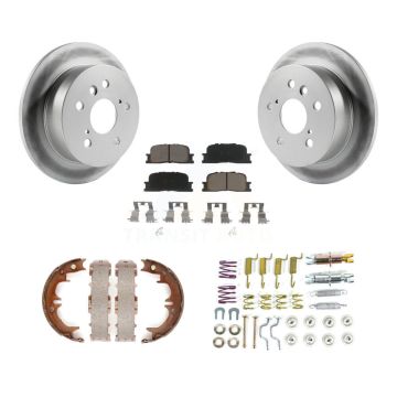 Rear Disc Coated Rotors Ceramic Pads Parking Shoes & Hardware Kit For Toyota Camry Lexus KGC-103562