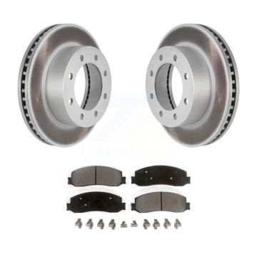 Front Coated Disc Brake Rotor & Semi-Metallic Pad Kit For Ford F-250 Super Duty F-350 4WD KGF-100096