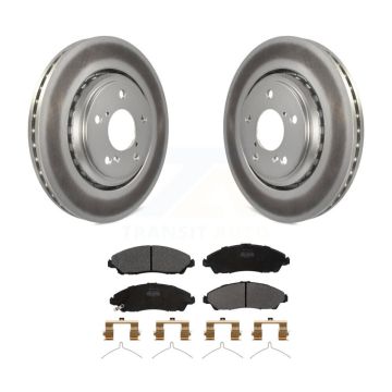 Front Coated Disc Brake Rotor & Semi-Metallic Pad Kit For Honda Pilot Ridgeline Acura MDX KGF-100486