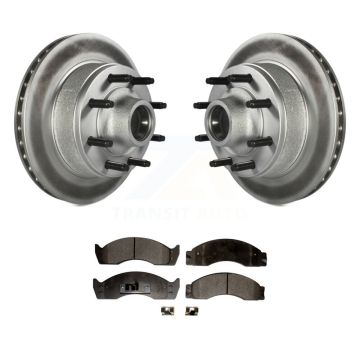 Front Coat Disc Brake Rotor Hub Semi-Metallic Pad Kit For Ford E-450 Econoline Super Duty KGF-100530