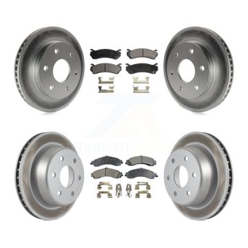 Front Rear Coat Brake Rotor Semi-Metallic Pad Kit For Chevrolet GMC Silverado 1500 Sierra KGF-100558