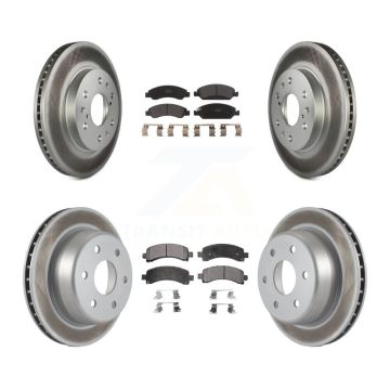 Front Rear Coated Brake Rotor Semi-Metallic Pad Kit For Chevrolet Express 1500 GMC Savana KGF-100590