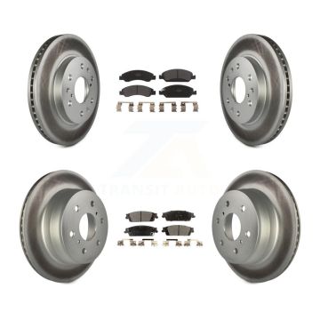 Front Rear Coat Brake Rotor Semi-Metallic Pad Kit For GMC Sierra 1500 Chevrolet Silverado KGF-100592