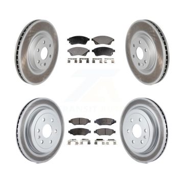 Front Rear Coated Disc Brake Rotors And Semi-Metallic Pads Kit For Cadillac SRX Saab 9-4X KGF-100613