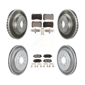 Front Rear Coated Disc Brake Rotors And Semi-Metallic Pads Kit For Cadillac ATS KGF-100625