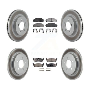Front Rear Coated Brake Rotor Semi-Metallic Pad Kit For Ford Explorer Mercury Mountaineer KGF-100631