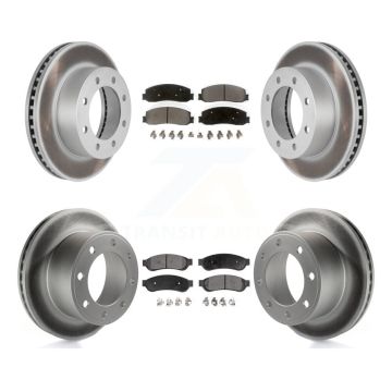 Front Rear Coated Brake Rotor & Semi-Metallic Pad Kit For Ford F-250 Super Duty F-350 4WD KGF-100646