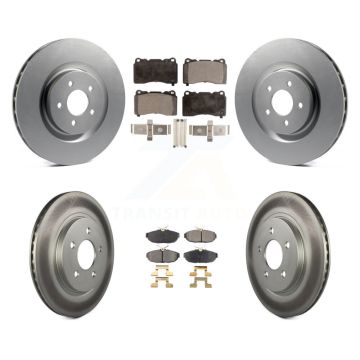 Front Rear Coated Disc Brake Rotors And Semi-Metallic Pads Kit For Ford Mustang KGF-100656