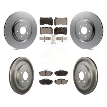 Front Rear Coated Disc Brake Rotors And Semi-Metallic Pads Kit For Ford Mustang KGF-100657