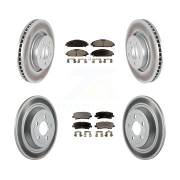 Front Rear Coated Disc Brake Rotors & Semi-Metallic Pad Kit For Ford Mustang V6 with 3.7L KGF-100687