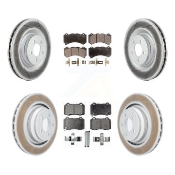 Front Rear Coated Disc Brake Rotor And Semi-Metallic Pad Kit For Dodge Challenger Charger KGF-100721