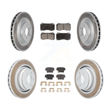 Front Rear Coated Disc Brake Rotors And Semi-Metallic Pads Kit For Dodge Charger KGF-100735