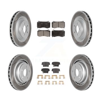 Front Rear Coated Disc Brake Rotors And Semi-Metallic Pads Kit For Dodge Charger KGF-100737