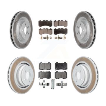 Front Rear Coated Disc Brake Rotor And Semi-Metallic Pad Kit For Dodge Challenger Charger KGF-100738