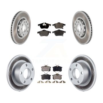 Front Rear Coated Disc Brake Rotor & Semi-Metallic Pad Kit For 1999 Volkswagen Passat FWD KGF-100762