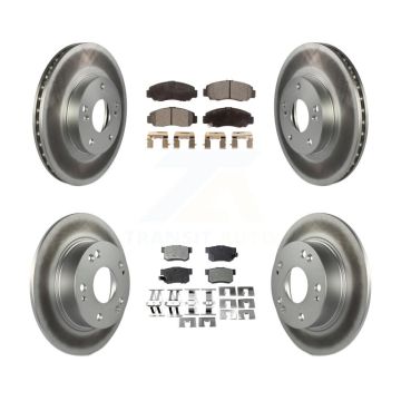Front Rear Coated Disc Brake Rotors And Semi-Metallic Pads Kit For Honda Accord KGF-100792