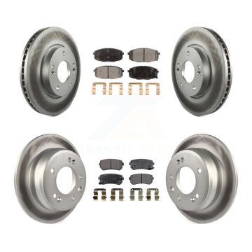 Front Rear Coated Disc Brake Rotors And Semi-Metallic Pads Kit For Hyundai Elantra KGF-100834
