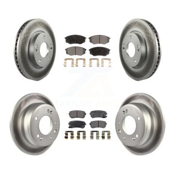 Front Rear Coated Brake Rotor & Semi-Metallic Pad Kit For Hyundai Tucson Kia Sportage FWD KGF-100835