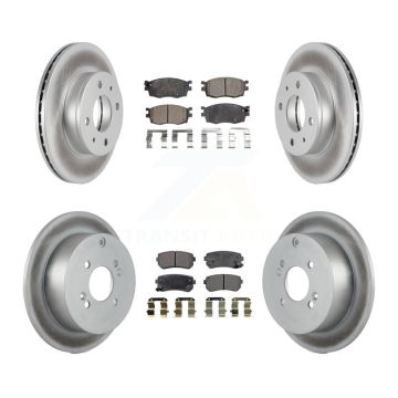 Front Rear Coat Disc Brake Rotors Semi-Metallic Pad Kit For 2006 Hyundai Accent Hatchback KGF-100866