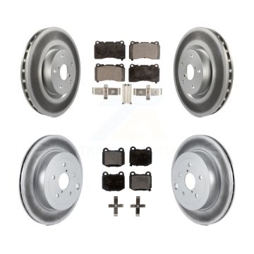 Front Rear Coated Disc Brake Rotors And Semi-Metallic Pads Kit For Subaru Impreza WRX STI KGF-100899