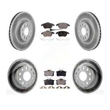 Front Rear Coated Disc Brake Rotors And Semi-Metallic Pad Kit For Volkswagen Jetta Beetle KGF-100914