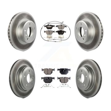 Front Rear Coated Disc Brake Rotors And Semi-Metallic Pads Kit For BMW 530i 525i 528i KGF-100919