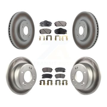 Front Rear Coated Disc Brake Rotors Semi-Metallic Pad Kit For Hyundai Tucson Kia Sportage KGF-100936