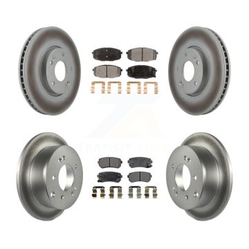 Front Rear Coated Disc Brake Rotors And Semi-Metallic Pads Kit For Kia Forte Koup Forte5 KGF-100937